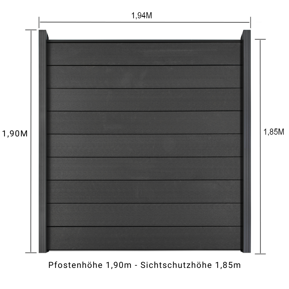 WPC Sichtschutzzaun KAPLAN Windschutz Aluminium Gartenzaun